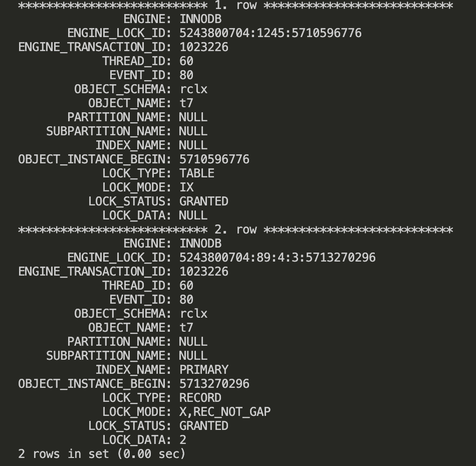 事务1执行update之后